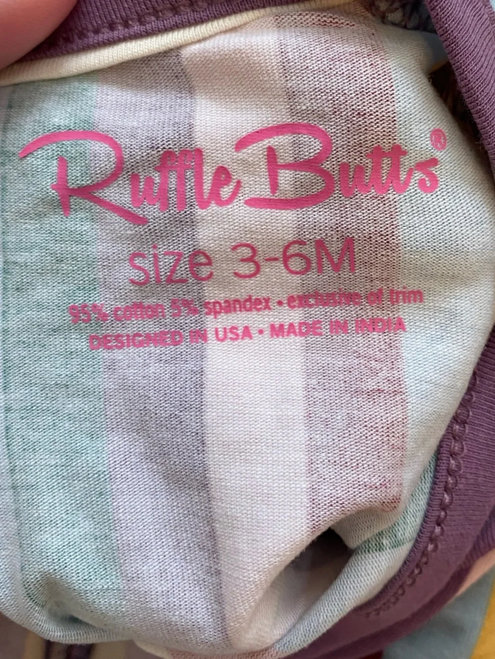 NWT RuffleButts Enchanted Rainbow Stripe Long Sleeve Top & Jogger Set girls 3-6M
